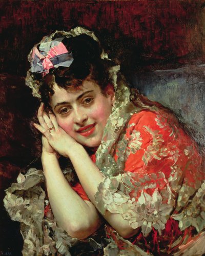 Porträt von Aline mit einer Mantilla von Raimundo de Madrazo y Garreta